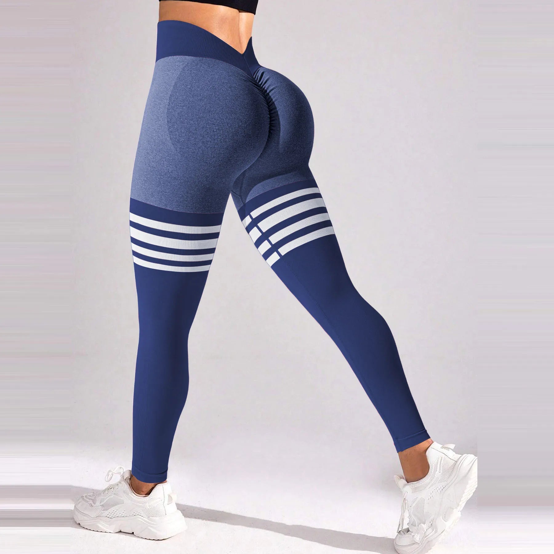 Emerald Stripe V-Back Leggings
