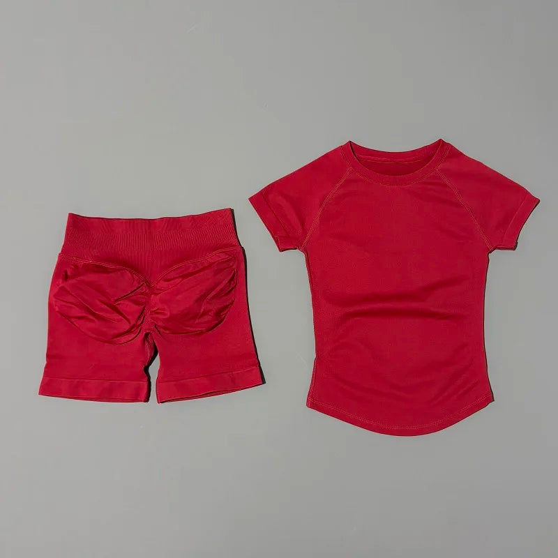 Treenisetti(2 Pieces) Saumaton treenisetti Shortsit & T-paita