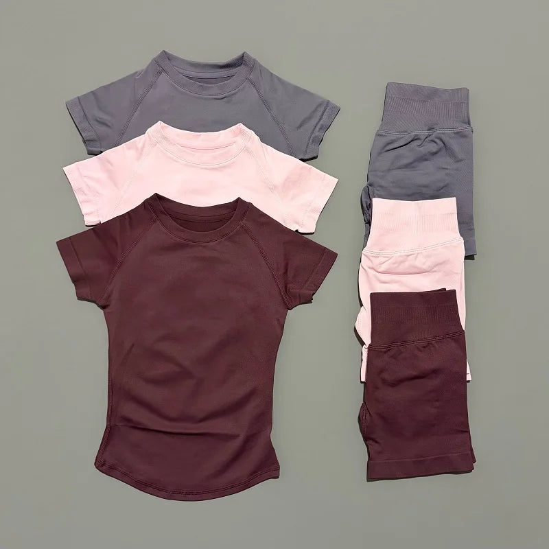 Treenisetti(2 Pieces) Saumaton treenisetti Shortsit & T-paita