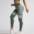 Emerald Stripe V-Back Leggings