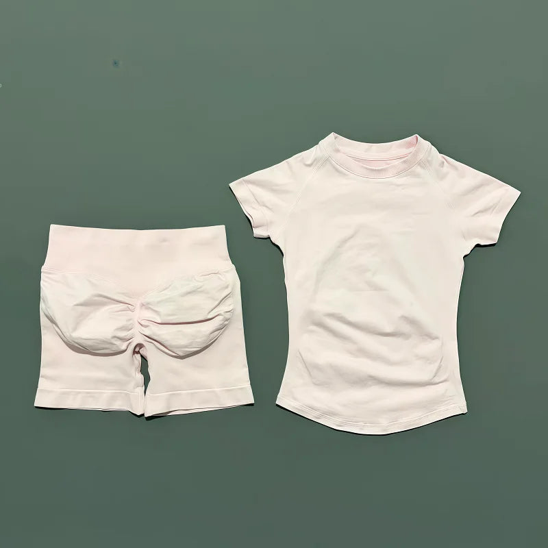 Treenisetti(2 Pieces) Saumaton treenisetti Shortsit & T-paita